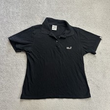 JACK WOLFSKIN Damen Polohemd 2XL Poloshirt Classic Polo Shirt Logo 1109 Schwarz
