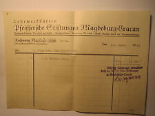 Lehrwerkstätten Pfeiffersche Stiftungen Magdeburg Cracau - 1943 Schuhe  Rechnung