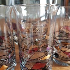 K&K Styling Glas Emaille Set 1 Karaffe 5 Gläser Tiffany Style Vintage