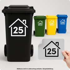 Mülltonnen Aufkleber 2er / 3er / 4er Set •  Hausnummer / Zahl  • Wetterfest