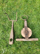 Flaschenzug Holz Antik +