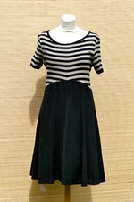 luftiges Kleid INVERO uni gestreift Feinstrick Leinen fit & flare Gr. M ?