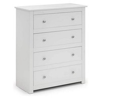 Kommode mit 4 Schubladen, Surfweiß Schrank Anrichte Sideboard Holz Möbel