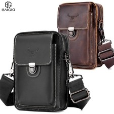 Schultertasche Herren Leder Umhängetasche Bauchtasche Hüfttasche Handytasche