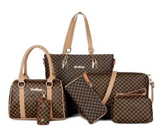 6er Set Leder Damentasche Shopper Bag Handtasche Schultertasche Tragetasche Groß