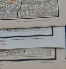 4 Karten + Kursbuch-Reste  Deutsche Bundesbahn 1950 - ca. 1960 + Kursbuchfibel