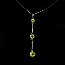 925 Sterlingsilber Halskette Rund Peridot Natürlicher Edelstein Schmuck 40.6cm