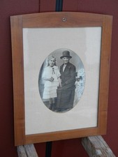 75x57cm JUGENDSTIL Nussbaum RAHMEN Nuß BILDERRAHMEN 1910 Porträt Patenkind Tante