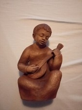 2 Holzfiguren : Kind mit Instrument und Buch : 24 cm TOP! nicht verpassen