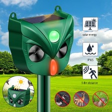 Solar Tiervertreiber Ultraschall Abwehr Vogelschreck Marderschreck mit LED-Blitz