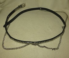 Nietengürtel Kunstledergürtel schwarz Pyramidennieten + Kette Rockabilly & Punk