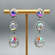 irisierende Tropfen Ohrringe mit Crystal AB Swarovski® Kristall Geschenk Neu