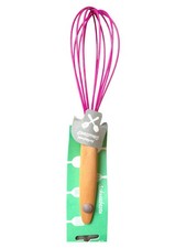 WENKO Schneebesen Handquirl Pink Silikon Holz Küchenhelfer Backen Kochen