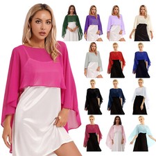 Damen Chiffon Poncho Stola Schal Kleid Umschlagtuch Brautkleid Elegant Shrug