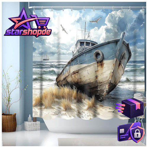 Duschvorhang ozean maritim - duschvorhang,