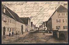 Jettingen / Bayern, Straßenpartie mit Anwohnern, Ansichtskarte 1905 