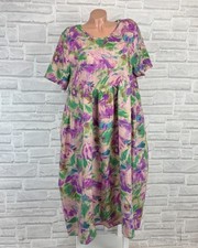 Damen Leinen Maxi Kleid
