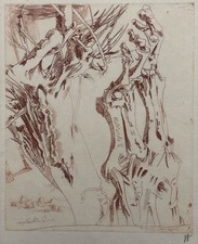 Horst Janssen Fussland sign. Radierung Vorgetäuschtes Wissen Griffelkunst - 1985