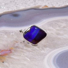 Schwarz Opal Ring, 925er Silber, Edelsteinring (23508), mit Brillant