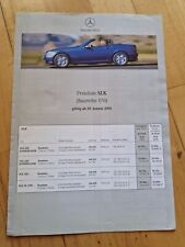 Mercedes SLK 170 Preisliste 2001 R170 SLK32 AMG