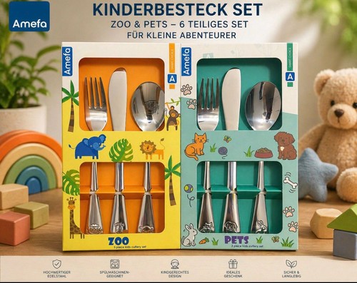 Kinderbesteck set 6tlg - kinderbesteck,