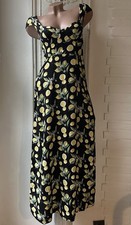 Asos Design Damen Sommer Viskose Kleid mit Smok & Zitronen-Lemon-Print ? Gr. 34