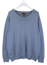 TOMMY HILFIGER Baumwolle Kaschmir Pullover Herren 3XL Gestrickt Melange Blau