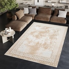 Kurzflor Teppich Creme Grau