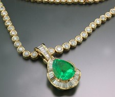 Wert € 190.000 Smaragd Brillant Collier Kolumbien 28,68 carat DSEF Zertifikat