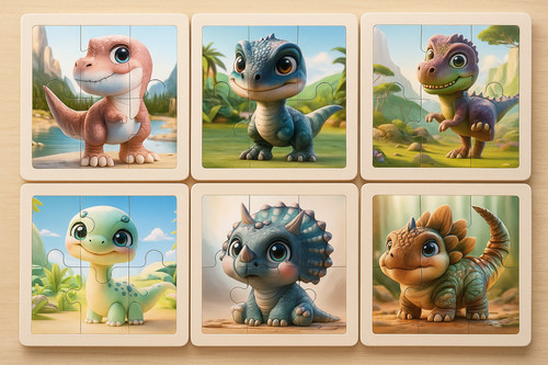 Puzzle set 6 niedliche - puzzle,