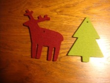 2 weihnacht baum anhänger aus Filz: Hirsch + Tannenbaum