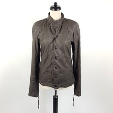 Diesel Black Gold Lederjacke Damen L Braun Leder Biker Jacke Knitter Effekt