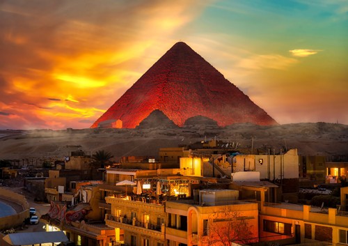 Wandbild beleuchtete pyramide - wandbild:,