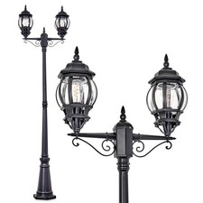 HOFSTEIN Meyen Außenwegeleuchte Kandelaber Außenlampe Metall/Glas Schwarz/Klar