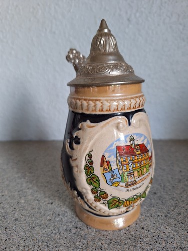 Bierkrug mit zinndeckel - bierkrug,