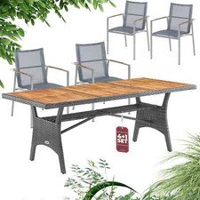 CASARIA® Gartenmöbel Holz Stapelbar Polyrattan Garten Terrasse Sitzgruppe Set