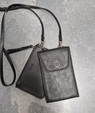 Esprit Handytasche 2in1 Leder Optik Unisex Umhängetasche mit Geldbörse Schwarz