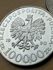 Polen 100.000 Zloty - 10 Jahre Solidarität 1990 - SOLIDARNOŚĆ Silber Top Zustand
