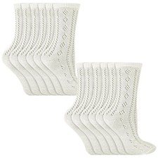12 Pairs White School Socks