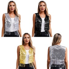 Damen Top Ärmellos Weste Tägliche Kleidung Western Disco Shiny Musikfestival