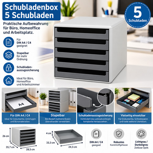Schubladenbox 5 schubladen - schubladenbox,