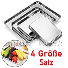 4er Set Rechteckige Backblech Edelstahl Ofenblech Kuchenblech DIY