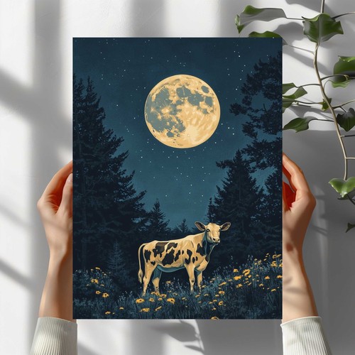 Kuh und vollmond premium - kuh,