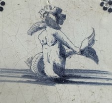 Fliese antik alt Kachel dutch tile Delft Art Tegel Tuile Niederlande Neptun