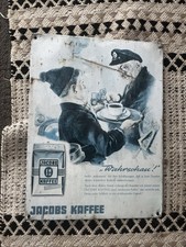 Original Jacobs Kaffee Werbeschild 1950er 60er Jahre EMAILLE  Rekla Blech Schild