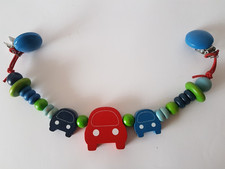 Vintage Holz Kinderwagenkette ? Spielkette mit Autos ?  44cm TOP