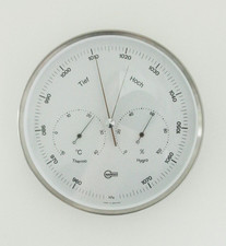 BARIGO Wetterstation GROSS weiß Edelstahl Thermometer Hygrometer Barometer mech.