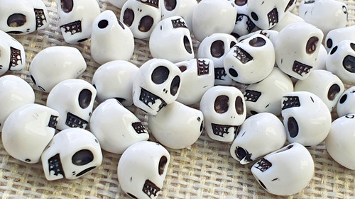 Totenkopf perlen weiß acryl - weiß,