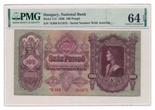 UNGARN Banknote 100 Pengo 1930 Szalasi Ausgabe PMG MS 64 EPQ Wahl Stempelglanz