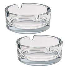 Aschenbecher Glas transparent rund 8cm stabil außen Balkon Tischascher stapelbar